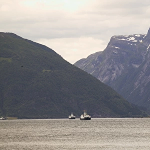 Ferry crossing the Sogne Fjord; Southern, Fjord, Norway