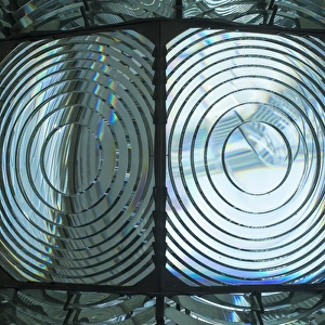 Fire Island, New York. Close up of the Antique Fresnel lighthouse beacon