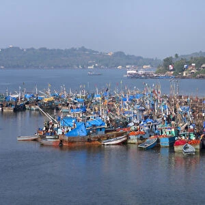 Fishing boats in the Indian Ocean, Goa, India