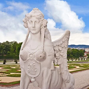 The formal gardens of Schloss Schonbrunn palace overlooking the city of Vienna, Wein
