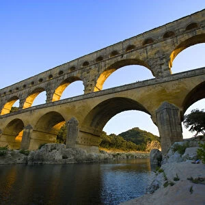 France, Avignon. The Pont du Gard Roman aquaduct over the Gard River that dates