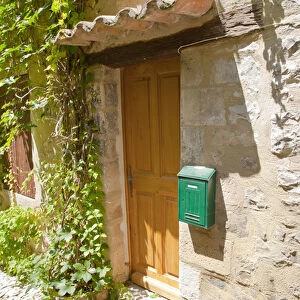 France, Provence, Seguret. View of doorway and mailbox of residence. Credit as