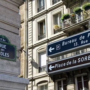 French language street signs in the Latin Quarter of Paris, France