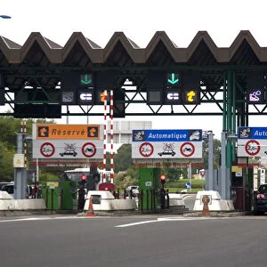 French peage or toll road near the city of Bayonne, Pyrenees Atlantiques, French Basque Country