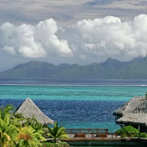 French Polynesia, Moorea. A view of the island of Moorea from Tahiti