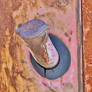 Gas cap on old truck detail in Sprague, Washington State