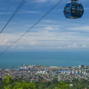 Georgia, Batumi. Anuria Mountain, Argo Cable Car and city skyline