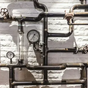 Georgia, Tbilisi. Brew pub pipes