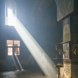 Georgia, Tbilisi. Old Town St. George Basilica Interior Print
