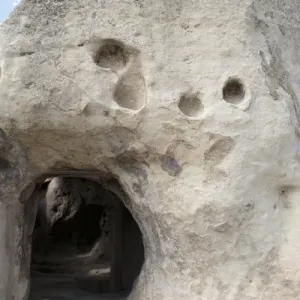 Georgia, Uplistsikhe. A room carved into a cliff face