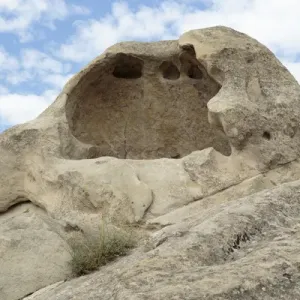 Georgia, Uplistsikhe. A section of carved stone holes