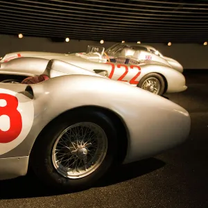 Germany, Baden-Wurttemberg, Stuttgart. Mercedes Benz Museum, 1950s Mercedes SLR racing car