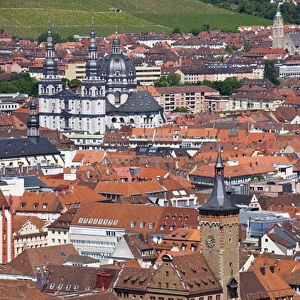 GERMANY, Bavaria, Bayern, Wurzburg. View from Festung Marienberg fortress