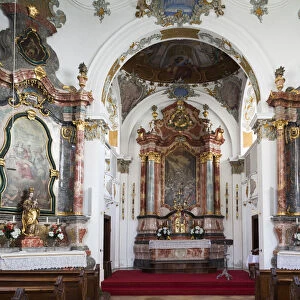 Germany, Bavaria, Fussen, Heilige Geist Spitalkirche church, interior