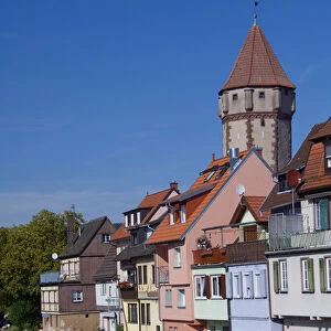 Germany, Franconia, Wertheim. Spitizer, medieval watchtower with historic housing
