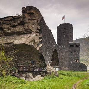 Germany, Rheinland-Pfalz, Remagen, ruins of the Bridge at Remagen, the last remaining