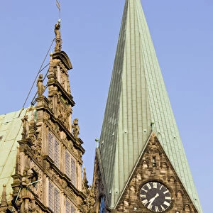 GERMANY, State of Bremen, Bremen. City Hall and Dom St. Petri cathedral