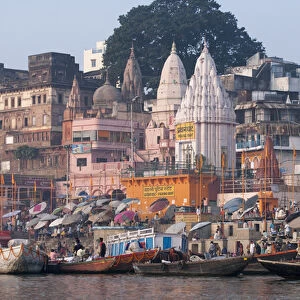 Ghats along the bank of the Ganges River, Varanasi, India