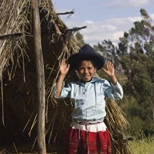 Girl (9 years) in traditional dress, Vicos, Peru. (MR)