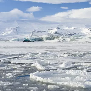 Glacial lagoon Jokulsarlon at Breidamerkurjokullin National Park Vatnajokull during
