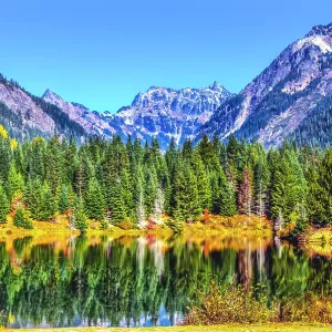 Gold Lake reflection Mount Chikamin, Snoqualmie Pass, Wenatchee National Forest, Washington State, Usa. (Editorial Use Only) Gold Lake reflection Mount Chikamin, Snoqualmie Pass, Wenatchee National Forest, Washington State, Usa. (Editorial Use Only)