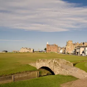 Golfing the special Swilcan Bridge on the 18th hole at the world famous St Andrews