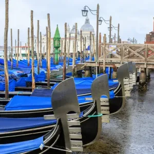 Gondola lineup. Venice. Italy