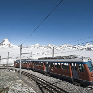 Gornergrat Peak, Switzerland. Matterhorn and Gornergrat cog wheel railway