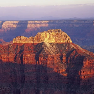 Grand Canyon National Park, Arizona, USA. Mencius Temple at sunset. View from near Point Sublime