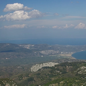 GREECE-Northeastern Aegean Islands-LESVOS (Mytilini)-Mt. Olympos: View of AGIASOS
