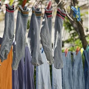 GREECE, Northeastern Aegean Islands, SAMOS, Vourliotes: Drying Laundry