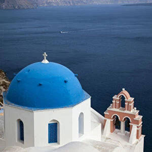 Greece, Santorini, Blue Dome and Bell Tower