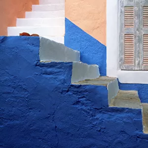 Greece, Symi. Blue and white stairway. Credit as: Jim Nilsen / Jaynes Gallery / DanitaDelimont