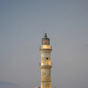 Greek Island of Crete and old town of Chania with Venetian Lighthouse along the