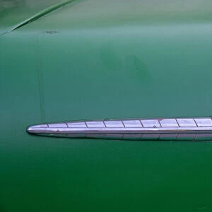 Detail of green classic American Pontiac car in Habana, Havana, Cuba