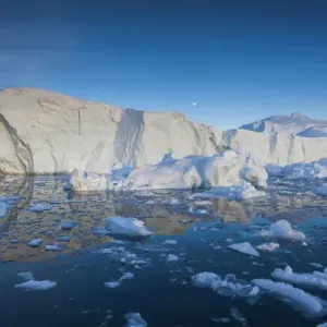 Greenland, Disko Bay, Ilulissat, floating ice at sunset Greenland, Disko Bay, Ilulissat, floating ice at sunset