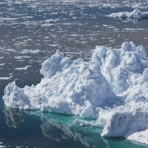 Greenland, Disko Bay, Ilulissat, elevated view of floating ice Greenland, Disko Bay, Ilulissat, elevated view of floating ice