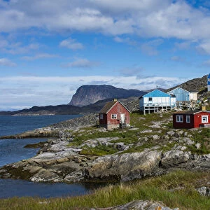 Greenland. Itilleq. Colorful houses dot the hillside