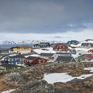 Greenland, Nuuk, Kolonihavn area, residential houses