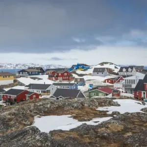 Greenland, Nuuk, Kolonihavn area, residential houses Greenland, Nuuk, Kolonihavn area, residential houses