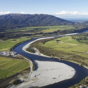 Grey River near Greymouth, West Coast, South Island, New Zealand - aerial