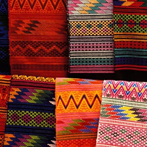Guatemala, Quiche Province, Chichicastenango. Traditional textiles