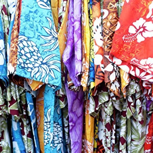Hawaiian shirts display at market place