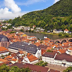 Heidelberg, Germany, a view of the city and the Neckar River from Heidelberg Castle
