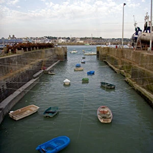 High tide at The Harbor of Granville, a coastal commune in the department of Manche