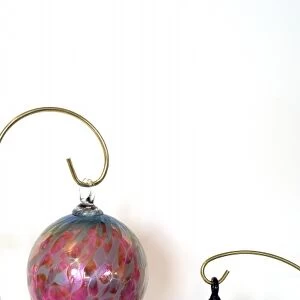 Holiday still life. Hand blown glass Christmas ornaments. Property released