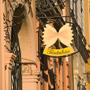 HUNGARY-Southern Transdanubia-PECS: Jokai ter Square- Pasta Shop Sign