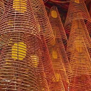 Incense coils inside Ong Pagoda, Can Tho, Mekong Delta, Vietnam