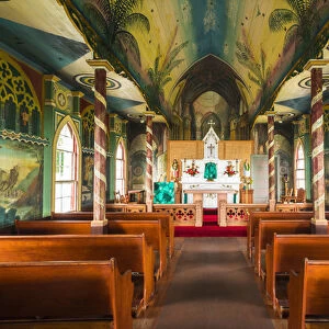 Interior of St. Benedicts Painted Church, Captain Cook, The Big Island, Hawaii