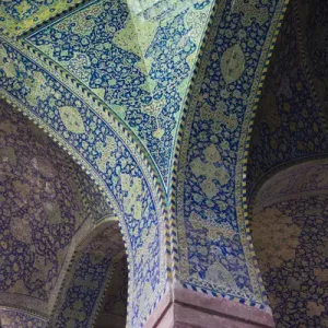 Iran, Central Iran, Esfahan, Naqsh-e Jahan Imam Square, Royal Mosque, interior mosaic